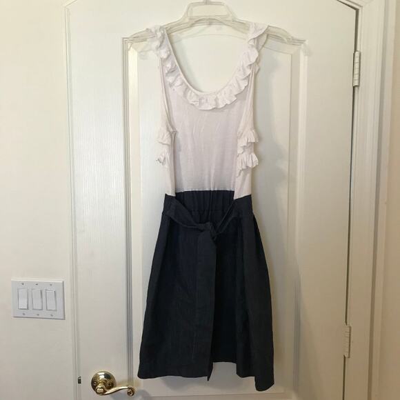 Velvet Torch Sleeveless  Dress Ivory & Light Denim - Picture 2 of 9